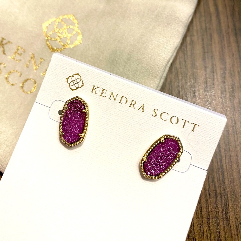 Ellie Kendra Scott earrings in amethyst drusy NWT
